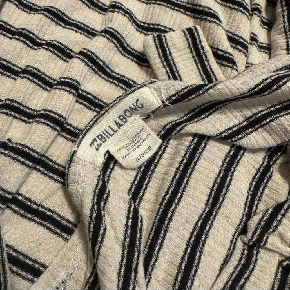 Billabong Easy Day Jumpsuit Romper Striped Ivory Black Side Tie - Picture 10 of 10